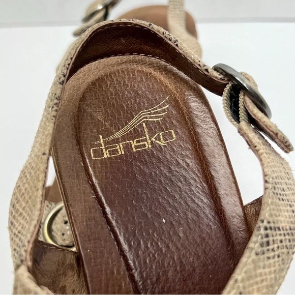Dansko Women's Julie Taupe Snake Wedge Sandal Platform size EU 40 US 9.5 -10 - Picture 9 of 9